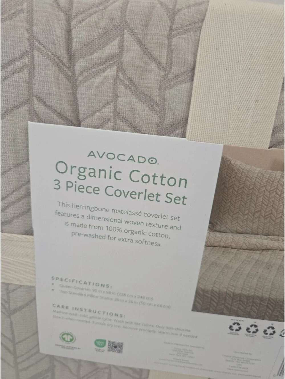 Avocado Organic Cotton 3 Piece Coverlet Set Queen